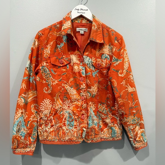 Coldwater Creek Orange Paisley Print Button Jacket
Women's Size M - Picture 1 of 9